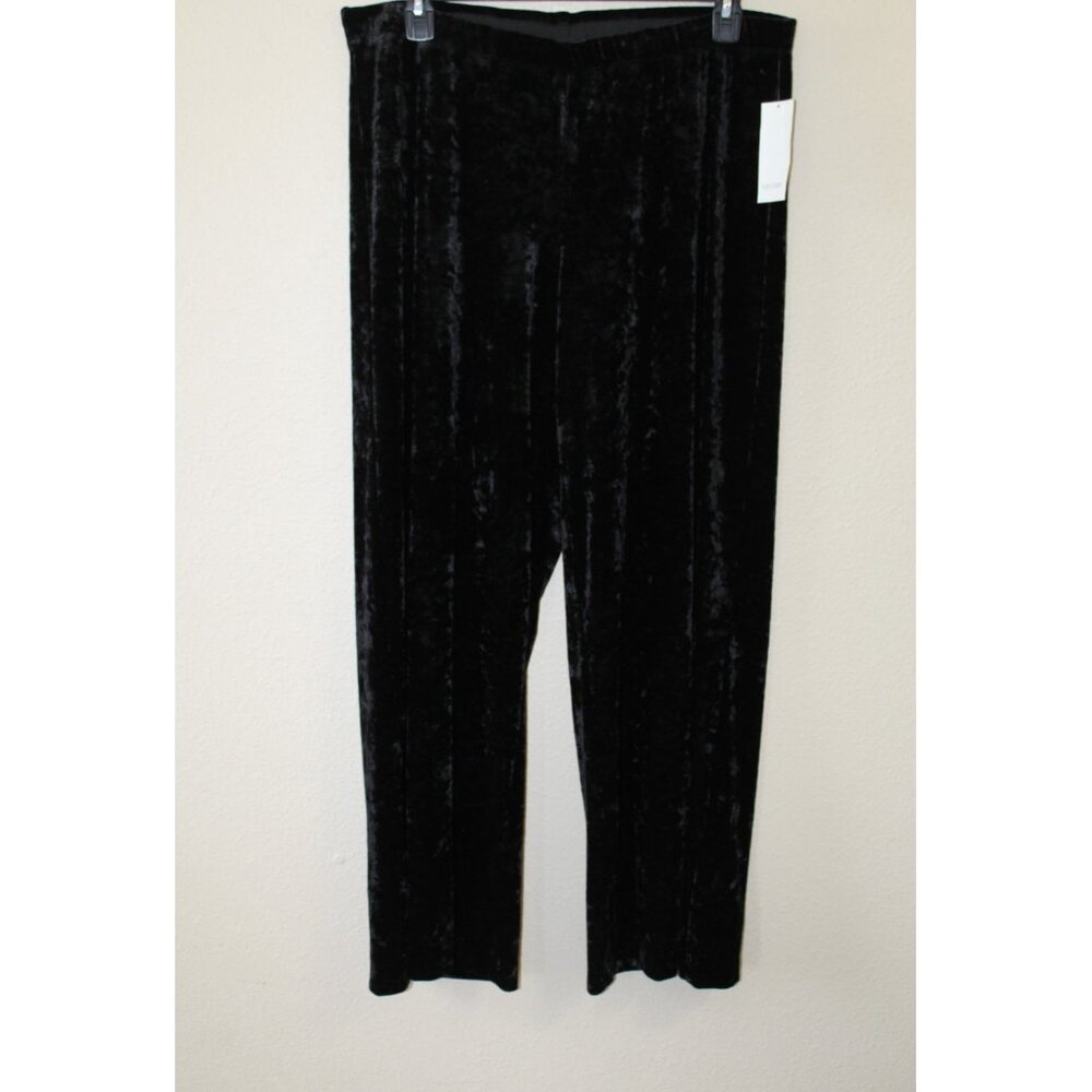 Karen Kane Womens Black Crushed Velvet Pull On Wide Leg Pants 2X NWT